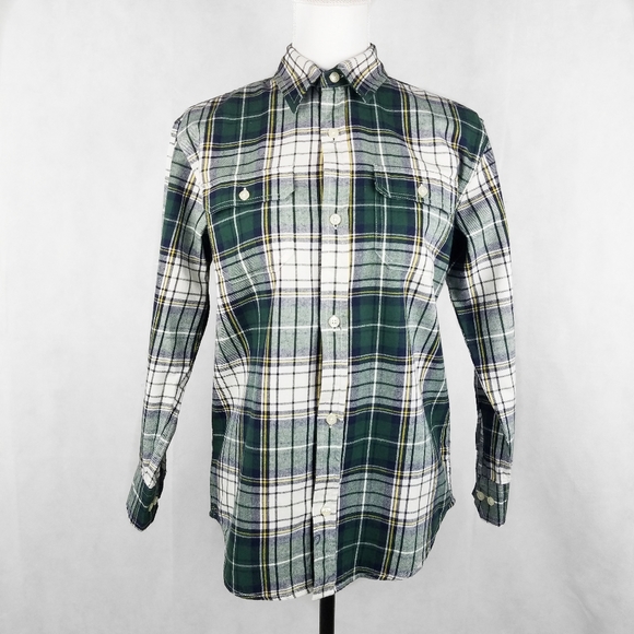 New Gap Kids Boys XL Green Plaid Button Down - Picture 1 of 6